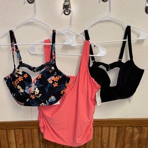 NWT - Lands End - women’s Bikini/Tankini Tops (size 16) - set of 3.